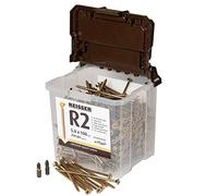 Reisser 9221435PB R2 Pozi Yellow Coated Woodscrew 1400-Pieces in Tub with 2 PZD Bits, 4 mm Diameter x 35 mm Length