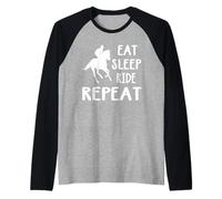 Reiter Spruch Eat Sleep Ride Repeat Pferd Reiten Raglan Baseball Tee