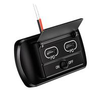 REITINGE 12V USB Outlet Double Type C/Quick Charging Adapter Panel Wall Mount Automotive Car Socket Charging Power Adapter Motorcycle USB Charging Socket