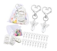 REITINGE 30Pcs Wing Charm Keyring Metal Keychain with Drawstring Gauze Bag for Baby Showers Wedding Guest Gifts Wing Pendant