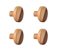 REITINGE 4Pcs Natural Sturdy Wood Cabinet Pulls Florals Shape Handles Accessory for Childrens Furniture with Installation Set Single Hole Wood Cabinet Hardware