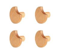 REITINGE 4Pcs Natural Sturdy Wood Cabinet Pulls Florals Shape Handles Accessory for Childrens Furniture with Installation Set Single Hole Wood Cabinet Hardware