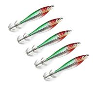 REITINGE 5Pcs Floating Horizontal Shrimp Lure Baits Squid Hook Squid Cuttlefish Glow for Saltwater Fishing Night Fishing Glow Effect