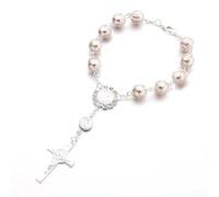REITINGE Bracelets,Baby Pearls Baptism Religious Catholic Finger Chain Small Rosary Multicolor Rosary Bracelet for Wrist Wearing
