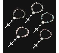 REITINGE Bracelets,Baby Pearls Baptism Religious Catholic Finger Chain Small Rosary Multicolor Rosary Bracelet for Wrist Wearing