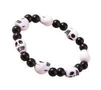 REITINGE Bracelets,Hip Hop Styles Skull Head Beaded Bracelet Unisex Streetwear Handchain Elastic Wristchain Handmade Fashion Accessory