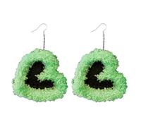 REITINGE Earring,Unique Handmade Crocheted Ear Accessory Individualized Earrings Jewelry with Big Heart Pendant Unique Crocheted Ear Hook