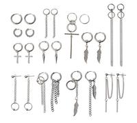 REITINGE for Creative Jewelry Set 12 Pairs Statement Korean for Earrings Fashion Chain Dangle Hoop Earrings fo