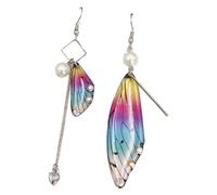 REITINGE Multiple Fantasy Rhinestones Cicada Earrings Fairy Butterfly Gradient Rainbow Long Dangle Earrings