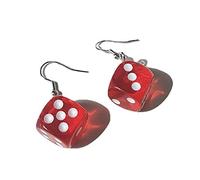 REITINGE Resin Dice-Earrings Cool Funny Cubic Dice-Geometric Drop Earrings Aesthetic Cube-Dice Night Club Party Jewelry Decor