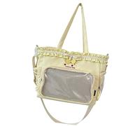 REITINGE Ruched Lace Bows Itabag Lovely Shoulder Bag Clear Crossbody Large Capacity Messengers Students School Ruched Lace Bows Crossbody Large Capacity Ita Shoulder School