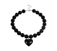 REITINGE Stylish Large Heart Necklace Contemporary Heart Necklace with Bead Accent Suitable For Work And Social Event