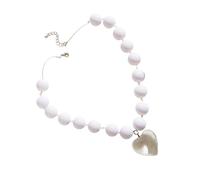 REITINGE Stylish Large Heart Necklace Contemporary Heart Necklace with Bead Accent Suitable For Work And Social Event