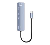 REITINGE USB Type C to DisplayPort Visual Connection with 100W Electricity Transfer RJ45 Internet 2 USB Openings Slots for Workplace Space Gray Aluminum Hub