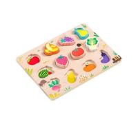 REITINGE Vehicle Fruit Wooden Peg Puzzles for Kids Ages 3-6 Vegetables Animals Educational Block Shape Matching Play Farm Animal Learning Toy