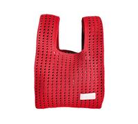 REITINGE Women Trendy Small Knit Wrist Bag Lightweight Female Casual Hollowed Out Crochet Handbag for Shopping and Daily Use
