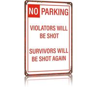 REIUAFWYGV Antique Look Tin Sign No Parking Violators Will Be Grumpy Decor Wall Hanger for Coffee Shop Cafe Waiting Area 8 X 12 in