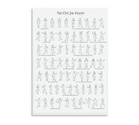 REIUAFWYGV Beginners Tai Chi Chart 42 Form Movement Step by Step Illustrated Yang Chen Style Educational Metal Sign 8 X 12 in