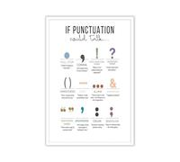 REIUAFWYGV Boho English Grammar Posters, If Punctuation Could Talk Wall-Art Set for Classroom Decor, Middle School High School Educational Prints(Framed,16x24inch(40x60cm))