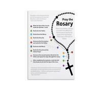 REIUAFWYGV Catholic Rosary Prayer Guide Poster How To Pray With Beads Chart Luminous Sorrowful Joyful Glorious Mysteries Home Wall-Art