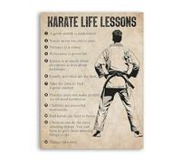 REIUAFWYGV Dojo Rules And Life Lessons Karate Motivational Poster Canvas Wall-Art For Classroom(Unframed,16x24inch(40x60cm))