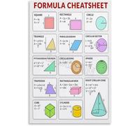 REIUAFWYGV Educational Math Formulas Poster Essential Algebra Geometry Calculus Cheatsheet Quick Reference for Study Room Office(Framed,12x18inch(30x45cm))