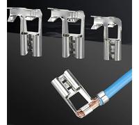 REIUAFWYGV Flag type spring Female Terminal 6.3mm/4.8/2.8mm right Angle L-shaped Wire connector brass plug-in elbow insulating sheath(110Pcs in box)