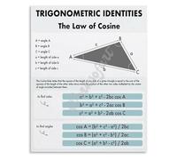 REIUAFWYGV Mathematics Wall Decor Poster Trig Identities Cosine Rule Aesthetic Metal Tin Sign Print Education(Unframed,16x24inch(40x60cm))