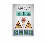 REIUAFWYGV Occupational Poster Canvas Painting Essential Tips to Prevent Slips Trips and Falls at Work(Unframed,08x12inch(20x30cm))