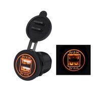 REIUAFWYGV USB 3.0 Fast Charging Socket 12V to 5V 12-24V Charger Motorcycle Dual Connector Charger Adapter Outlet Power Light With LED Lamp(Orange)