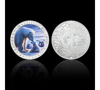 REIWAN Commemorative Coins Polar Bear Silver Plated Commemorative Coin Collectible Coin Challenge Coin Souvenir Gift