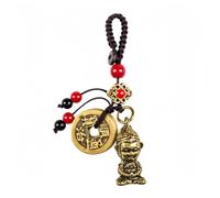 Reizteko Chinese Coins Feng Shui and Brass Health Amulet Keychain Zodiac Animal Charm 2025 for Good Luck Fortune Health, S, Brass, beads