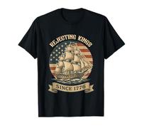 Rejecting Kings Since 1776 4 of July Sailboat American Flag T-Shirt
