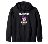 Rejecting Kings Since 1776 4th of July USA Flag Resist Fist Zip Hoodie
