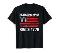 Rejecting Kings Since 1776 Distressed American Flag Tee T-Shirt