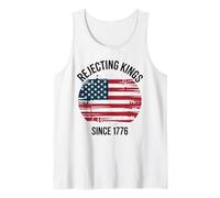 Rejecting Kings Since 1776 Grunge American Flag Independence Tank Top