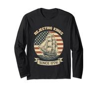 Rejecting Kings Since 1776 Patriotic American Vintage Flag Long Sleeve T-Shirt