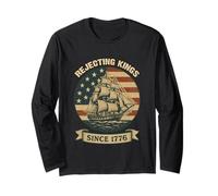 Rejecting Kings Since 1776 Patriotic American Vintage Flag Long Sleeve T-Shirt