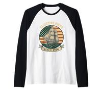 Rejecting Kings Since 1776 Patriotic American Vintage Flag Raglan Baseball Tee