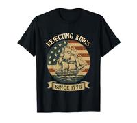 Rejecting Kings Since 1776 Patriotic American Vintage Flag T-Shirt