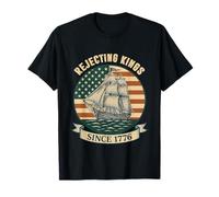 Rejecting Kings Since 1776 Patriotic American Vintage Flag T-Shirt