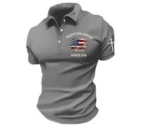 Rejecting Kings Since 1776 T-Shirt Lapel T-Shirts with 3 Buttons (Grey M)
