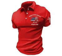 Rejecting Kings Since 1776 T-Shirt Lapel T-Shirts with 3 Buttons (Red XL)