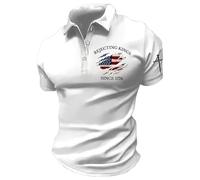 Rejecting Kings Since 1776 T-Shirt Lapel T-Shirts with 3 Buttons (White XL)