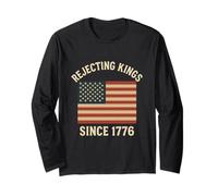 Rejecting Kings Since 1776 Vintage US Flag Independence Day Long Sleeve T-Shirt