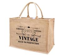 ReJiechu 1966 1967 1968 1969 1970 1971 1972 1973 1974 1975 Burlap Jute Tote Bags for Women, 17" x 6.8" x 11.8", Yellow, 17" x 6.8" 11.8"