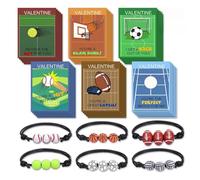 REJODA 30 Pack Valentine's Day Cards with Friendship Bead Bracelets, Valentines Gift Exchange for Boys Girls, Valentines Party Favors Supplies for Kids Classroom, Valentine's Day Gift Classroom