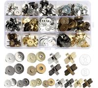 REJOECE 40 Sets Magnetic Buttons Snap Fasteners, 18mm No Sewing Magnetic Clasps for Bags Metal Snap Buttons with Storage Box for Handbag Clothes Sewing Leather DIY Craft Accessories(4 Colors)