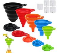 REJOECE 5 Pcs Collapsible Funnel, Foldable Funnel, Soft Silicone Gel Funnel, Portable Kitchen Funnel, Rainbow Colors Funnels, for Filling Bottles or Containers Water Bottle Oil Liquid Transfer