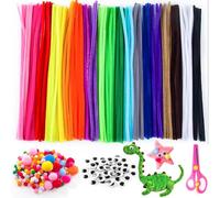 REJOECE 511 Multicolour Pipe Cleaners for Crafts, 30 cm DIY Craft Kit with Chenille Wire, Pompoms & Self-Adhesive Wiggle Eyes